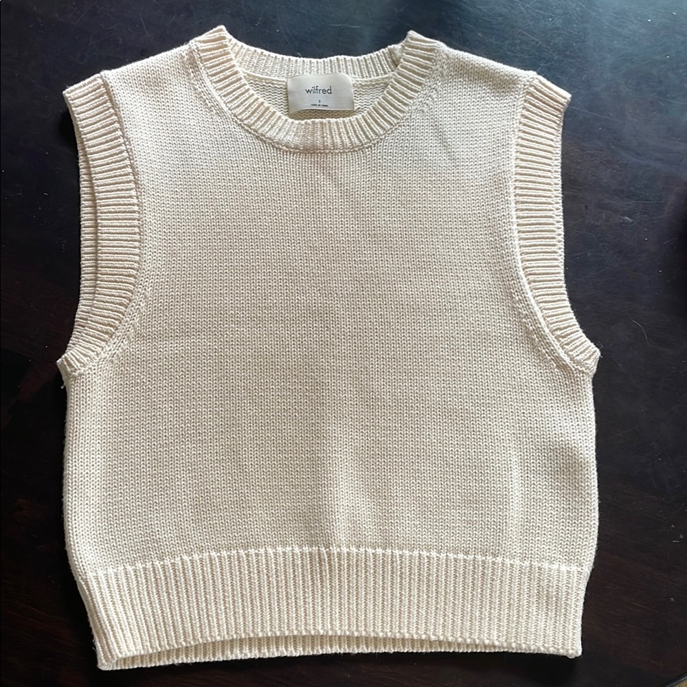 Aritzia Wilfred Cream Knit Sleeveless Sweater Small